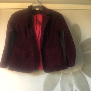 Red wine velour jacket of Fall